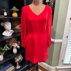 Hugo Bascati 100% Silk Red Long Sleeve Mini Dress Size 8